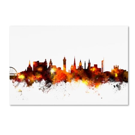 Michael Tompsett 'Glasgow Scotland Skyline Red' Canvas Art,30x47